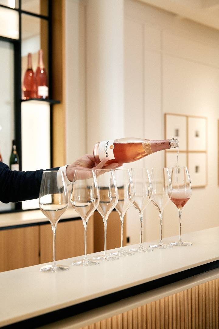6 Calici Da Champagne Taittinger Originali 0,1L - Vetro Inciso, Per Brut E Rosé, Eleganza Francese